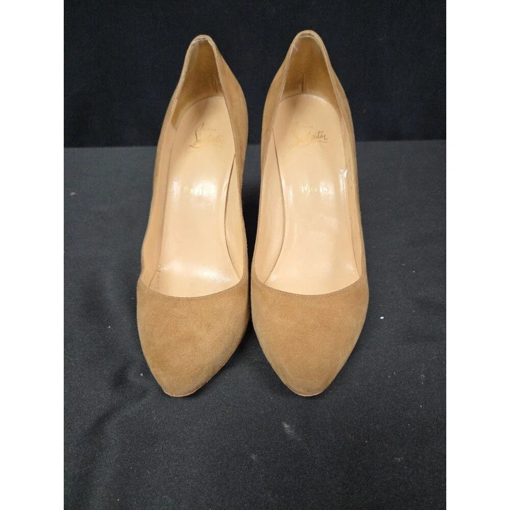Christian Louboutin New Declic Womens Size 38.5 US 8 Pump Beige Suede Shoes